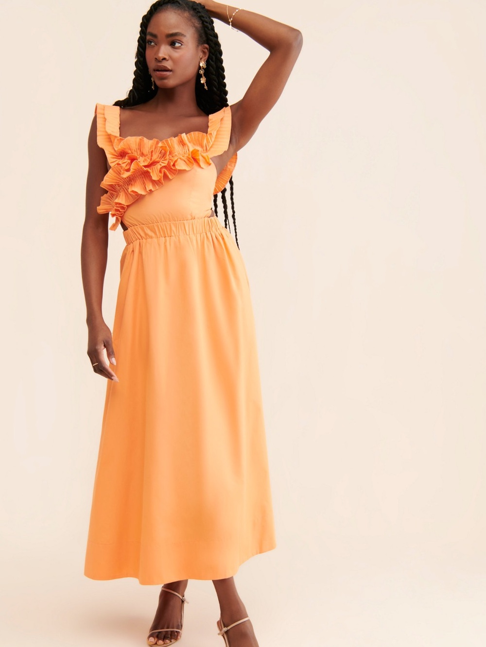 Sovere Ruffled Rapture Maxi Dress One-Shoulder Orange Maxi Dress